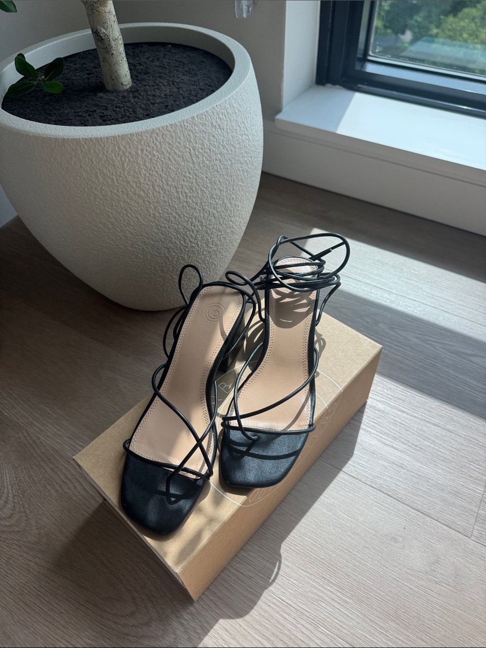 Black Strappy Block Heel Sandals - Women